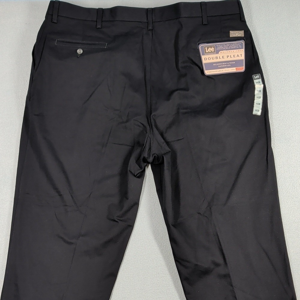 Lee Pants Mens 44x30 Black Double Pleat 4141001 NWT Relaxed‎ Fit Tapered - Picture 11 of 13